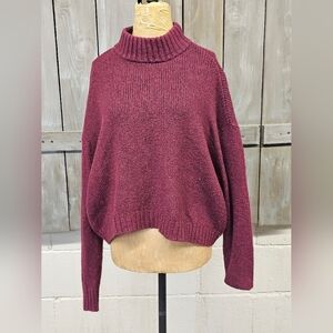American Eagle Cropped Sweater Women XLarge Red Long Sleeve 7% Wool Pullover